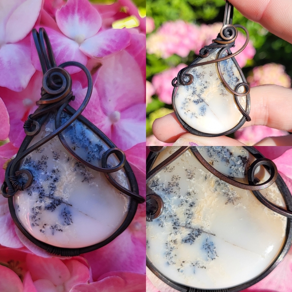 Dendritic Opal Handcrafted Copper Pendant
